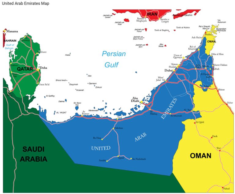 united arab emirates map