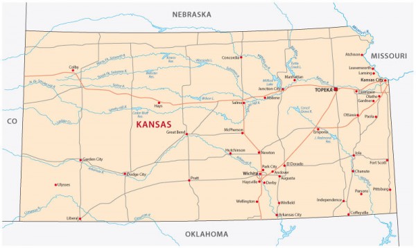 Map of Kansas - Guide of the World