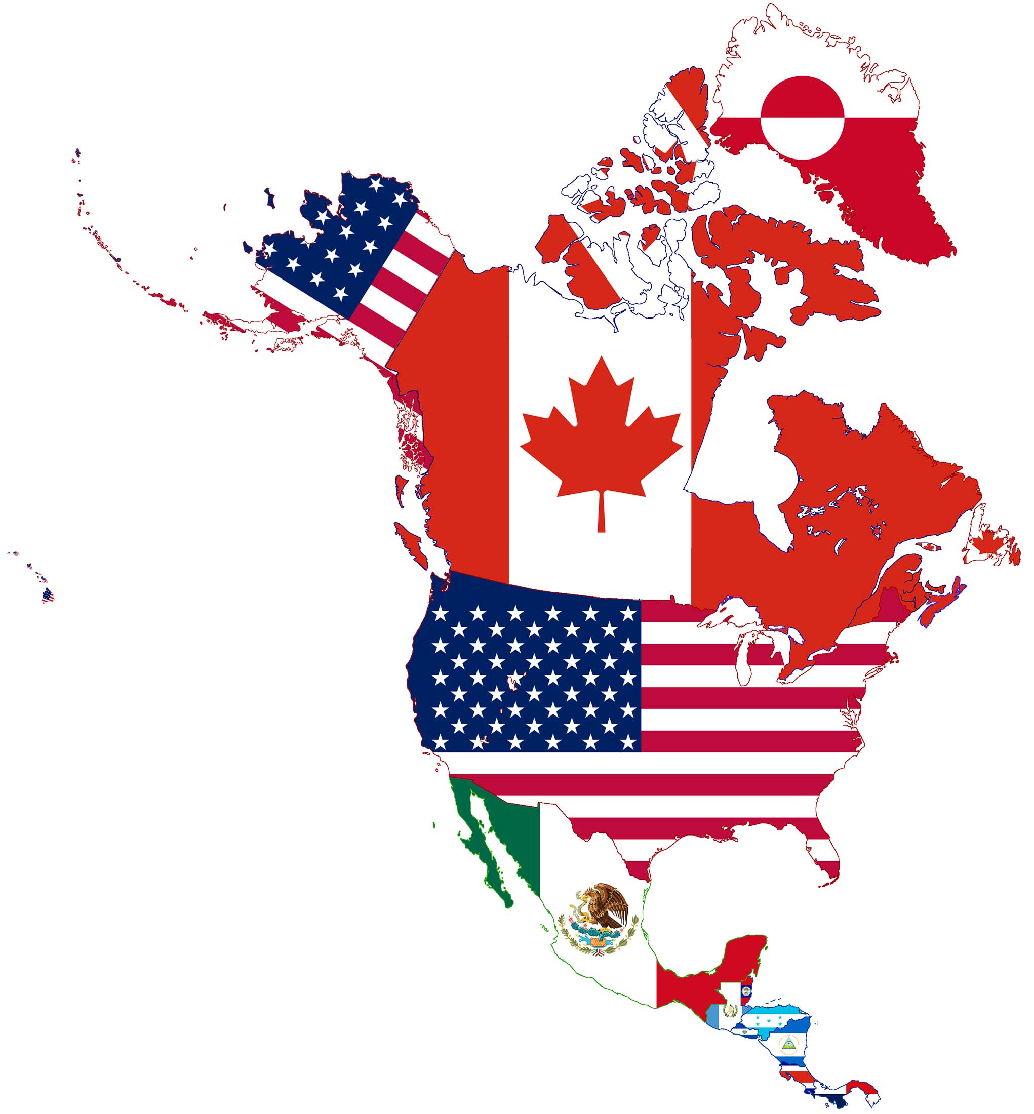 North America Flag Map