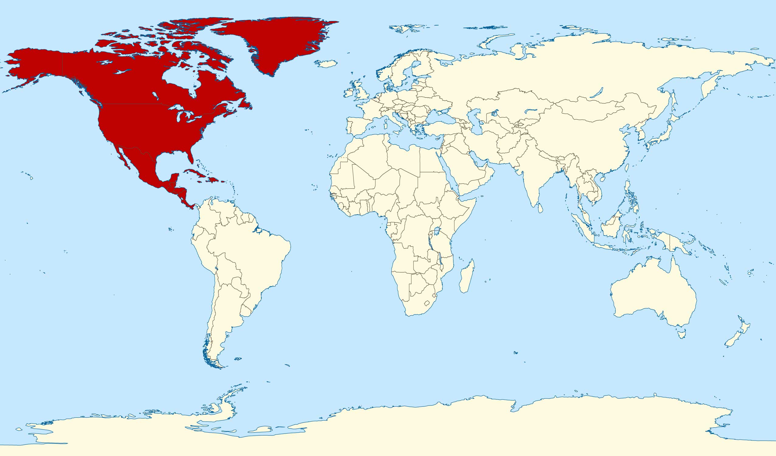 North America Location Of  World Map