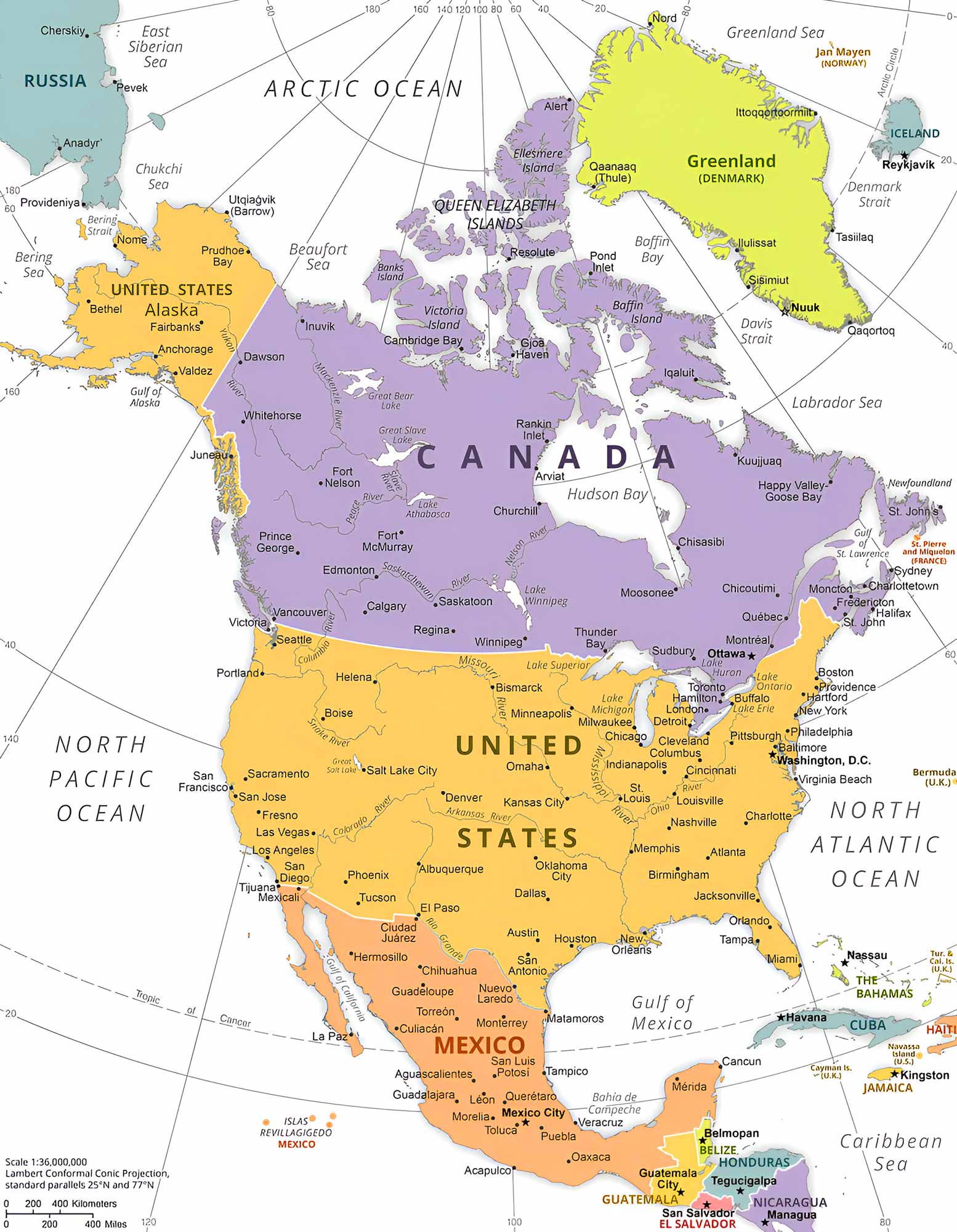 Political Map of North America