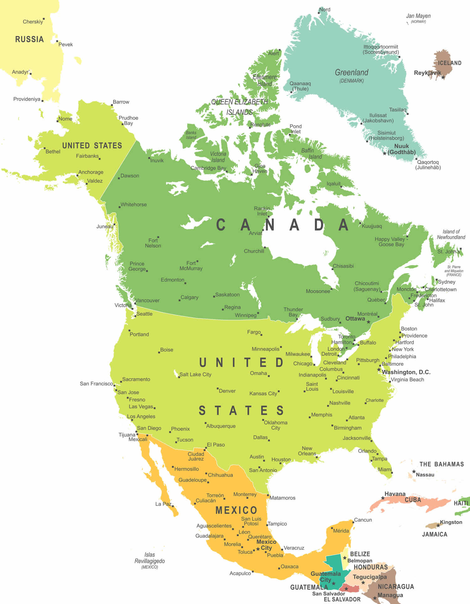 Political Map of North America - Guide of the World