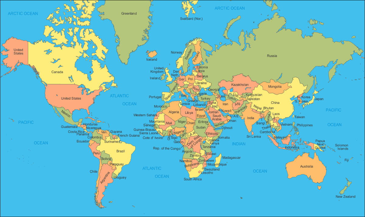 political map of the world