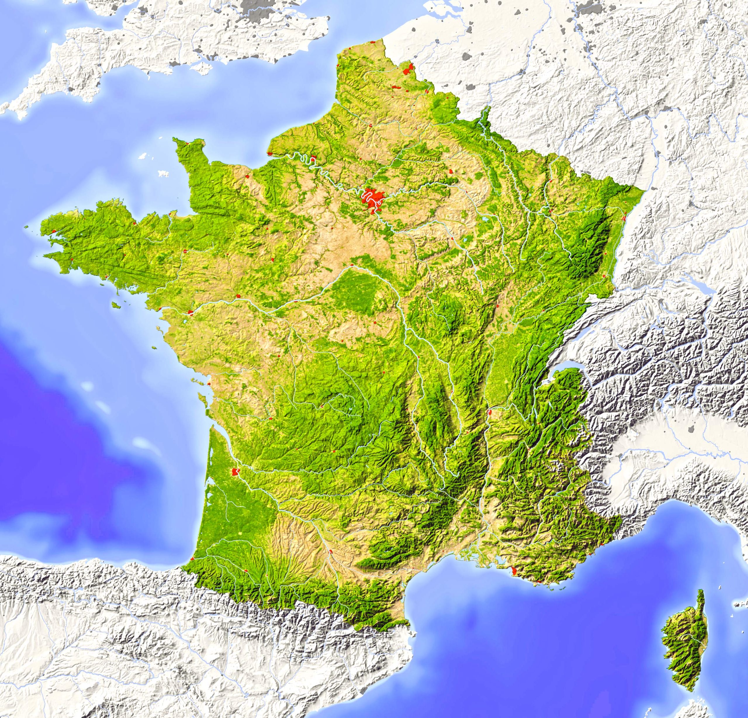 France Relief Map 