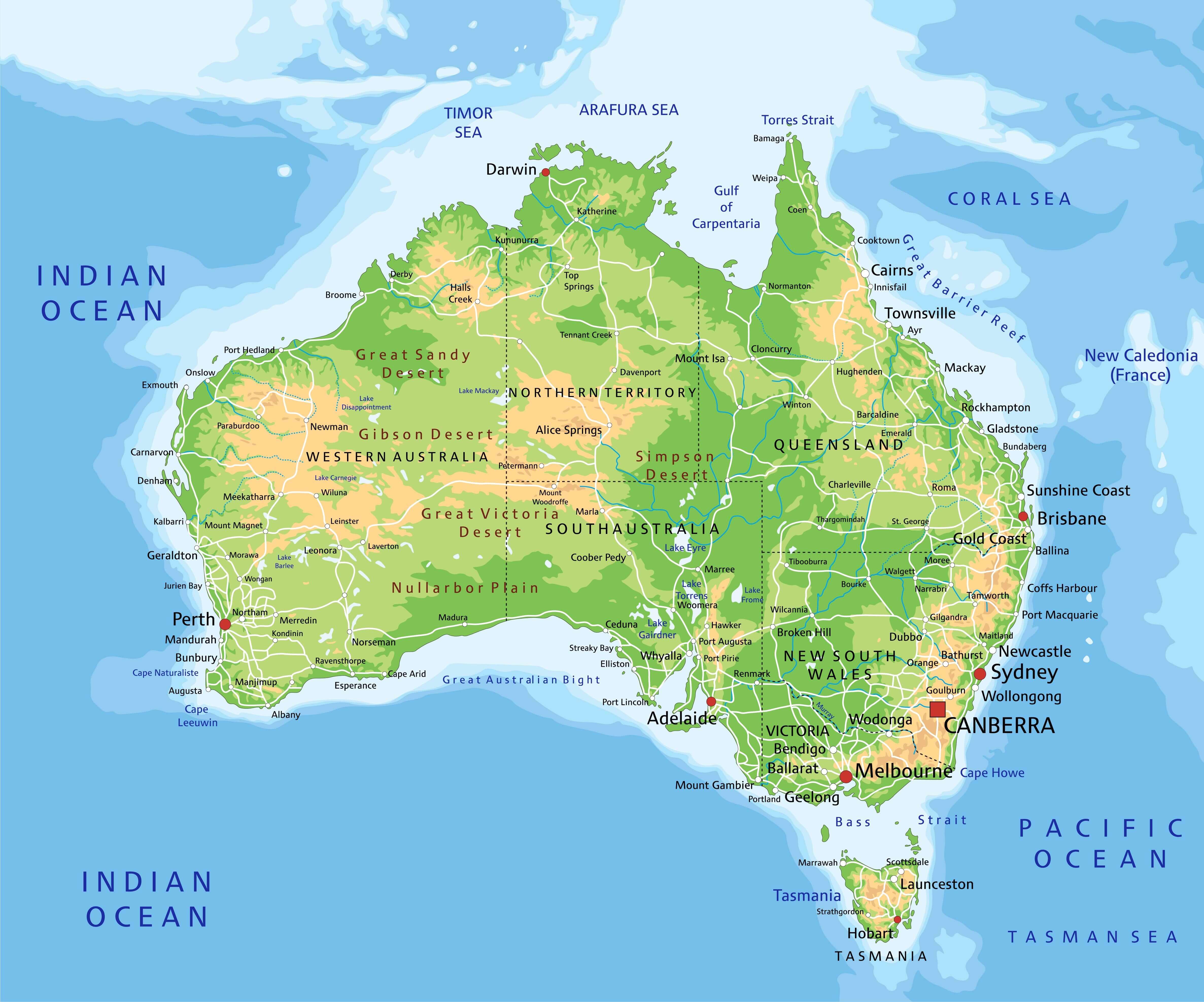 Map of Australia - Guide of the World
