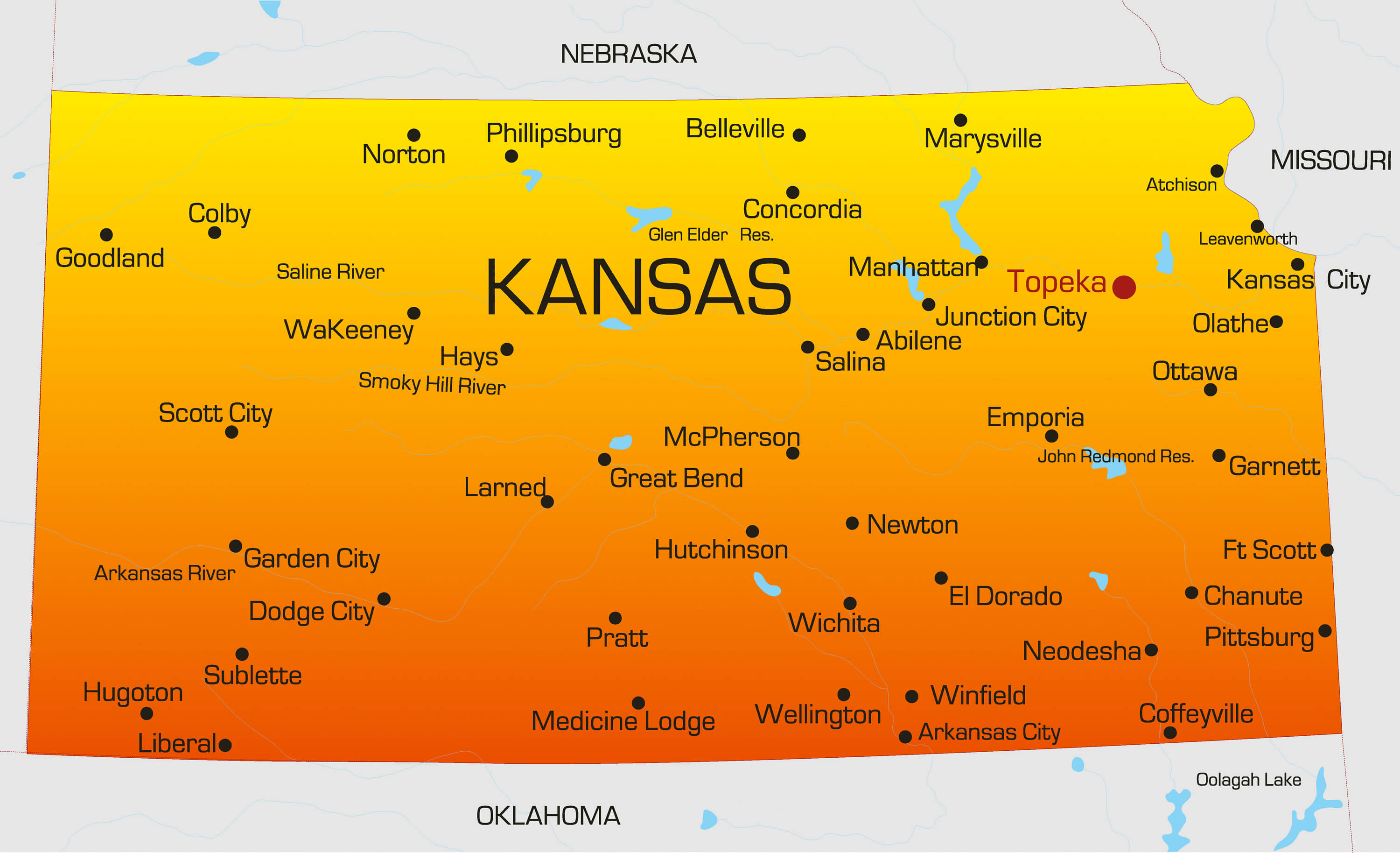 Карта канзаса с городами - 92 фото