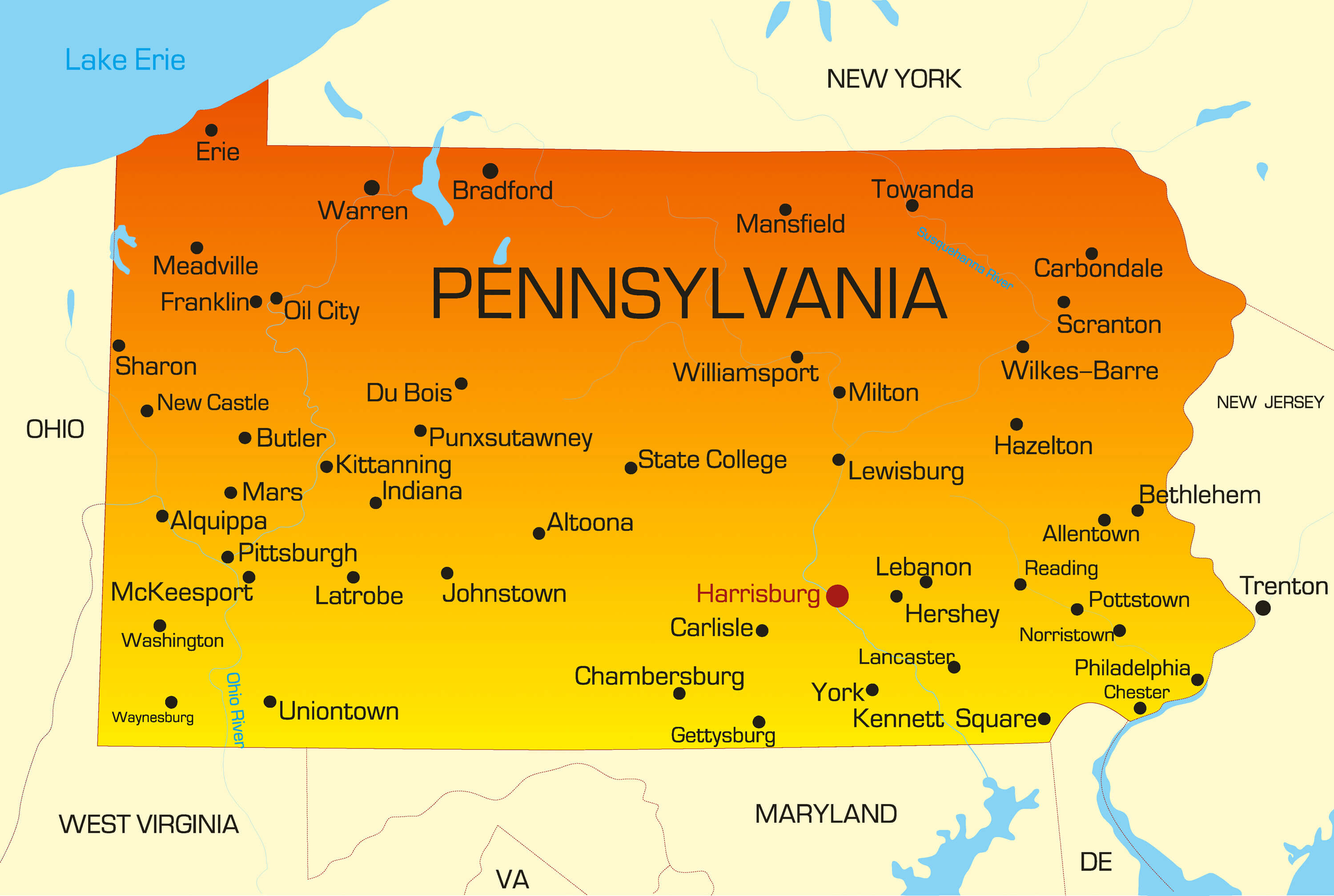 Pennsylvania Map Guide Of The World 5977