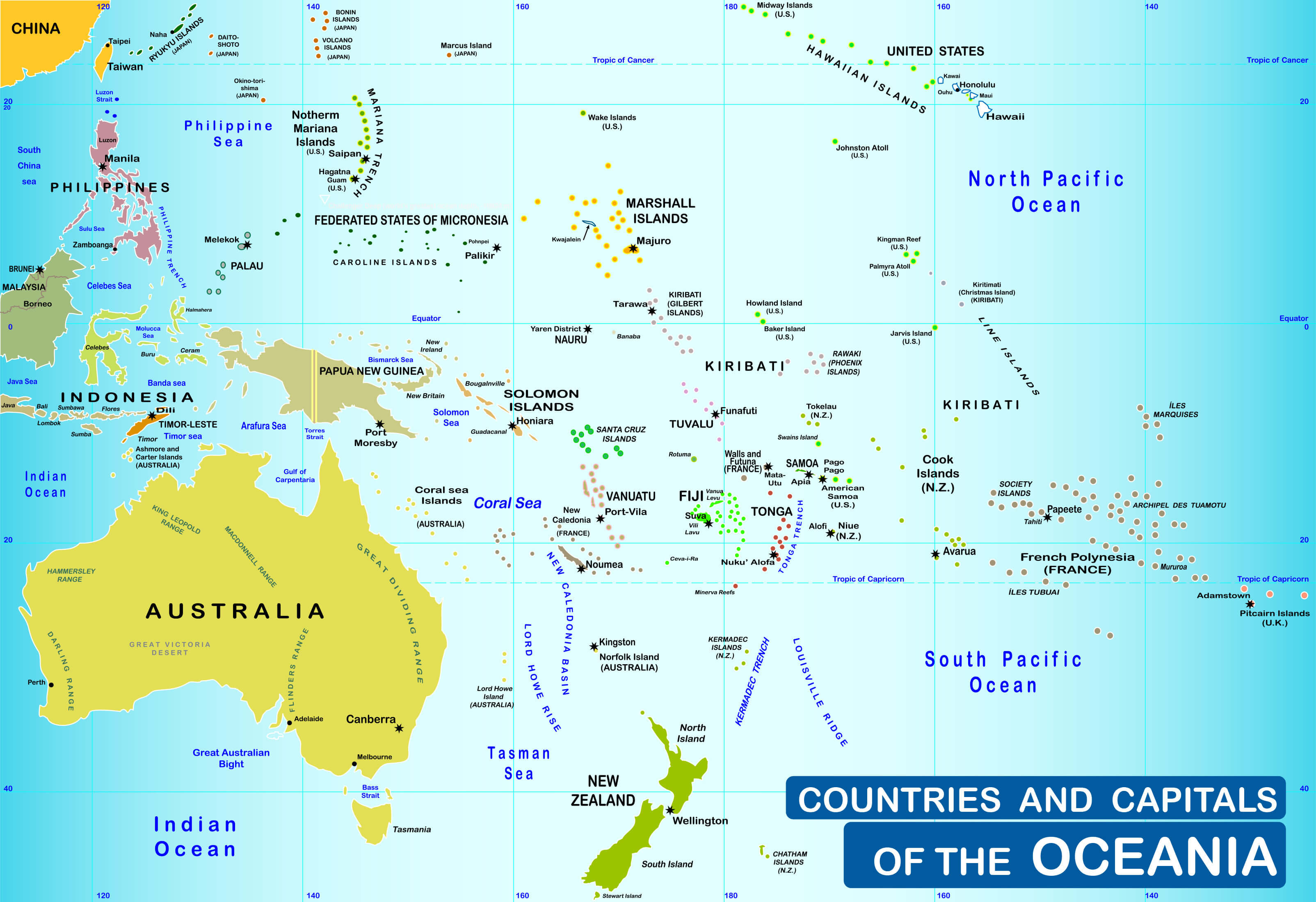 Printable Map Of Oceania