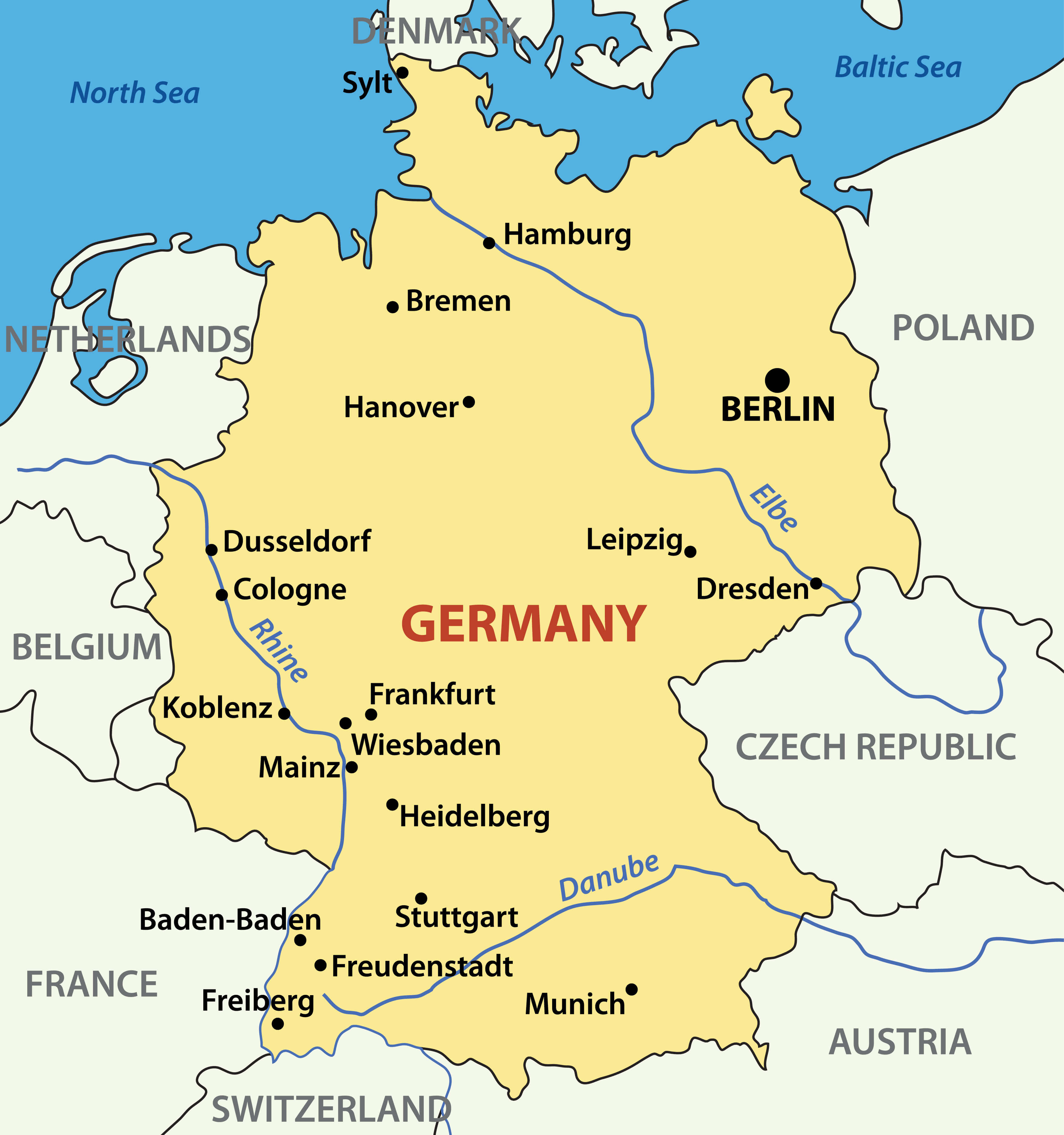 Mapa Fisico Mudo De Alemania Mapa De Rios De Alemania National Images