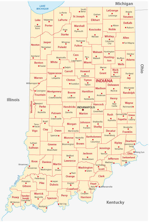 Map of Indiana - Guide of the World