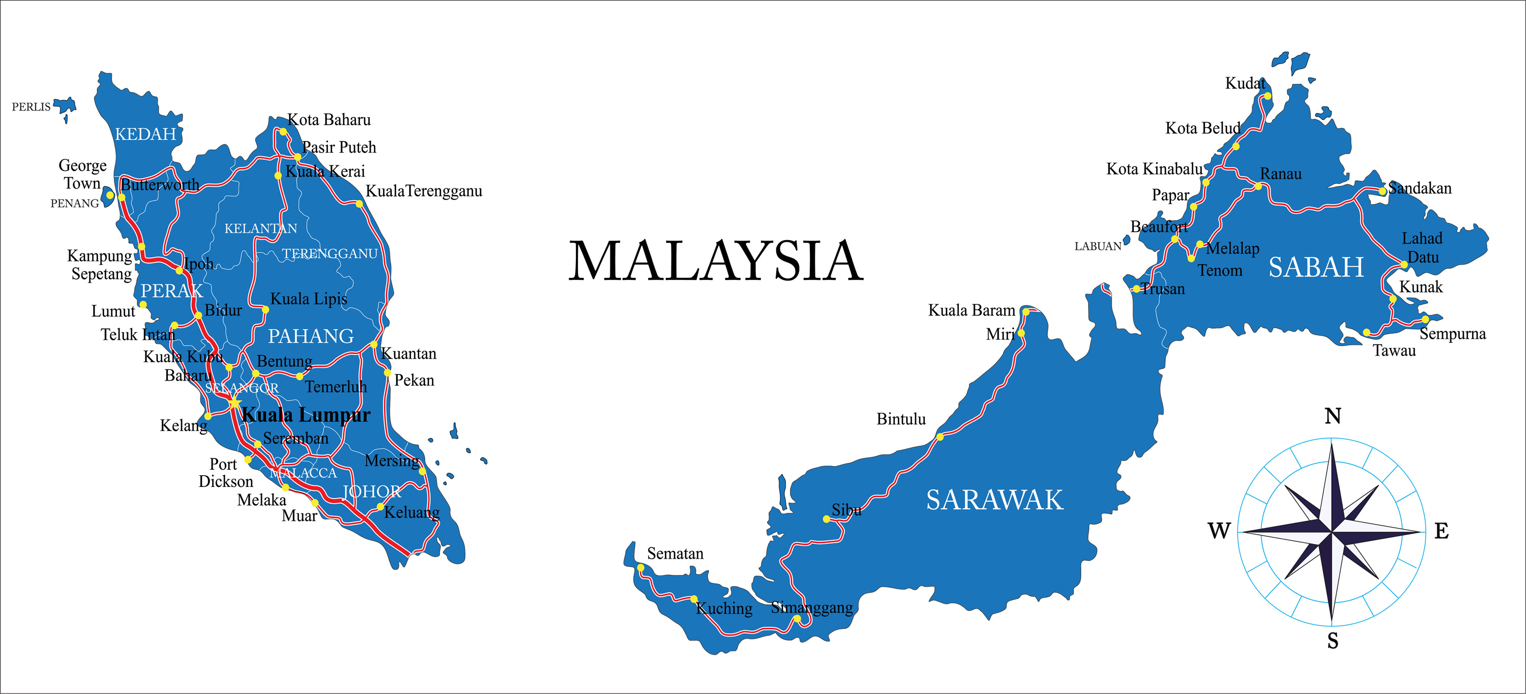 Малайзия политическая карта