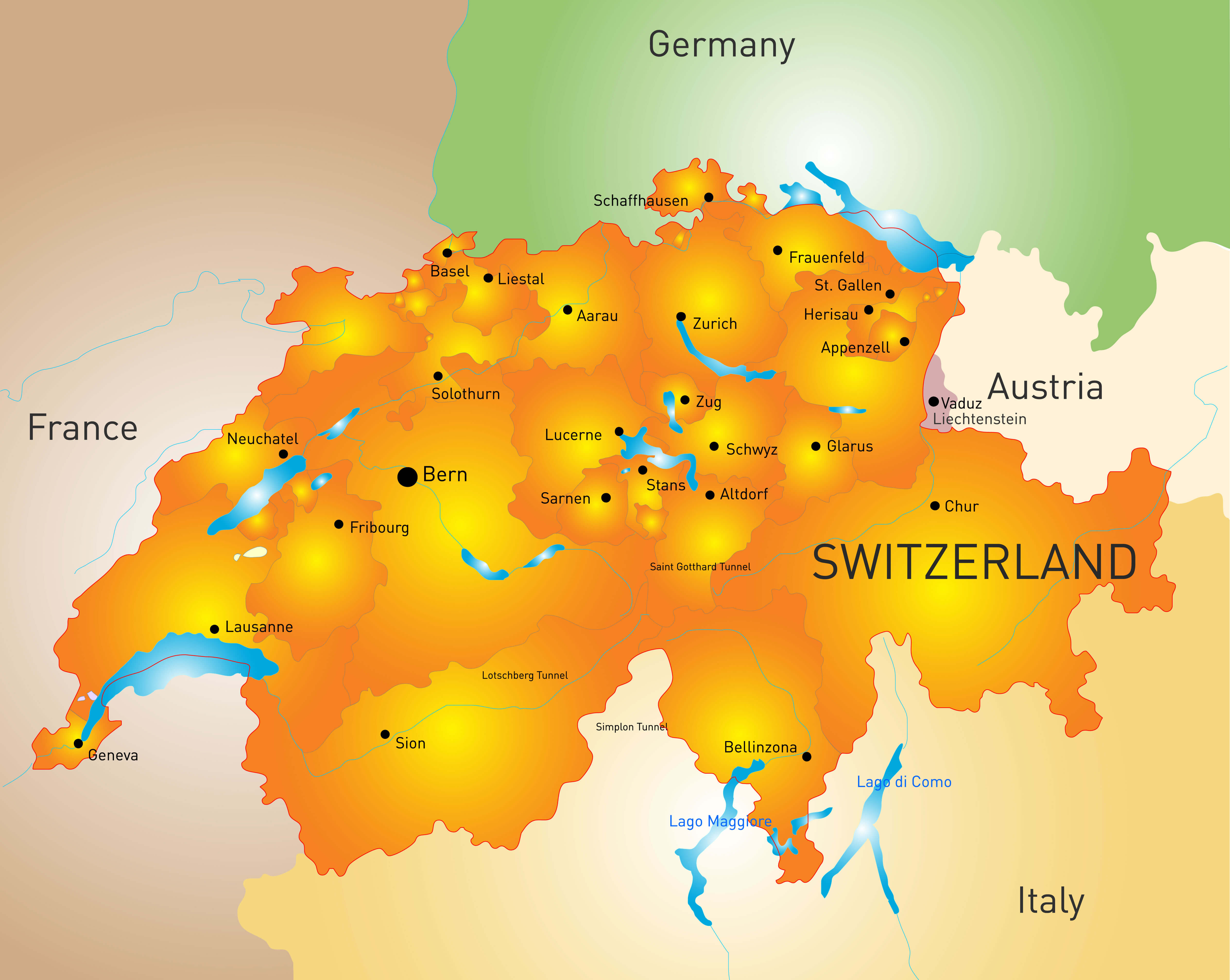 Switzerland Capital Map