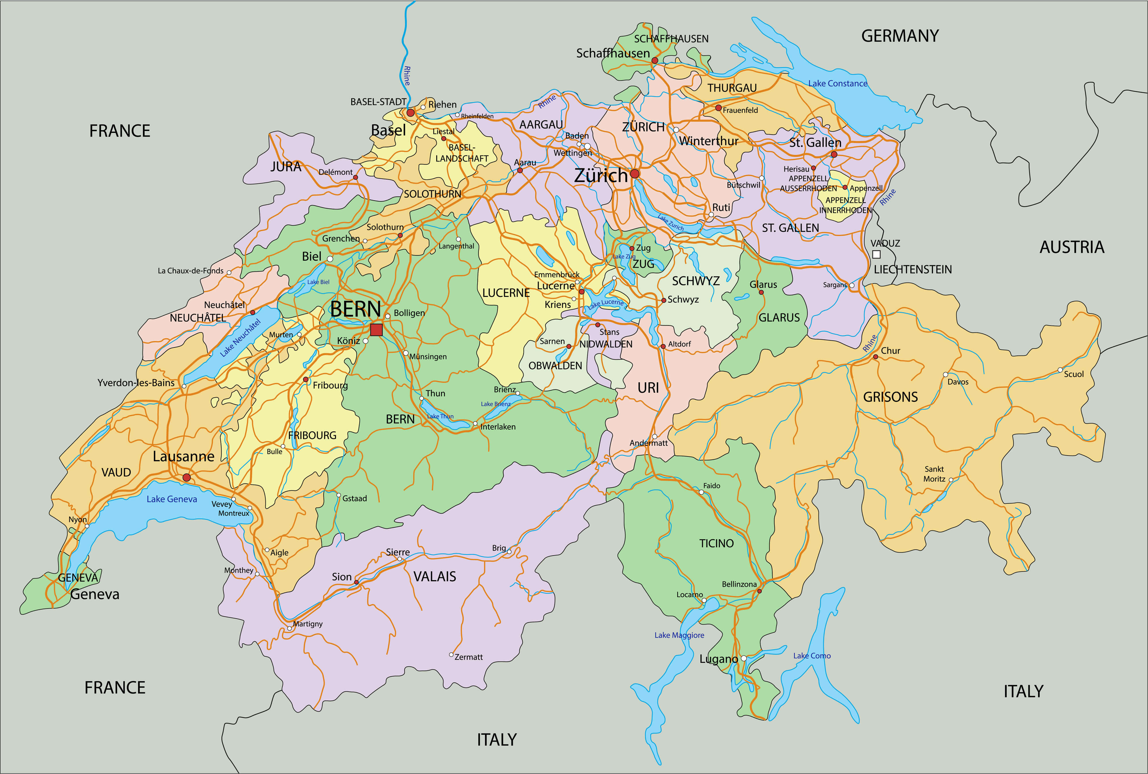 Map Of Switzerland Political Map Worldofmaps Printabl - vrogue.co