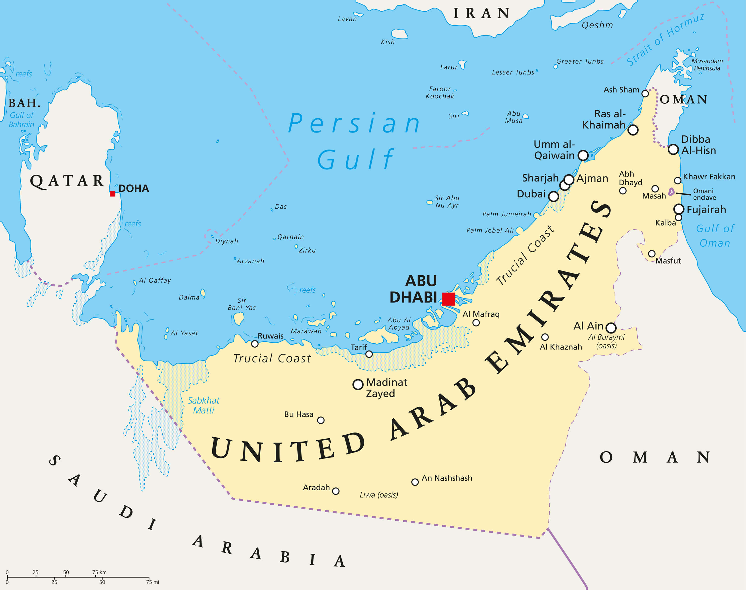 Detailed Political Map Of United Arab Emirates Ezilon Maps Images