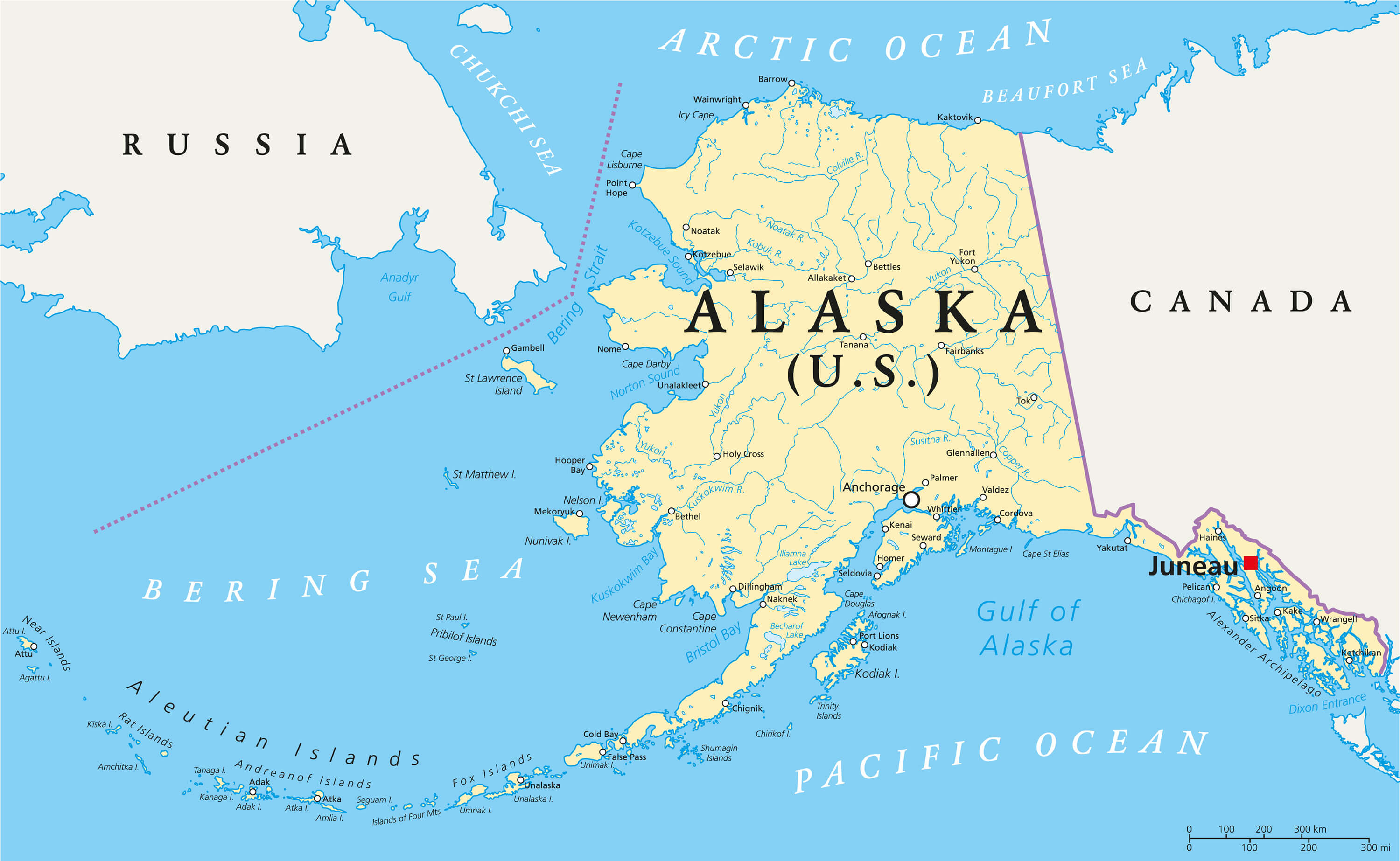 Штат Аляска на карте